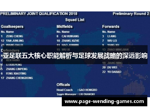 亚足联五大核心职能解析与足球发展战略的深远影响