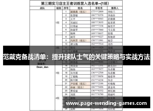范戴克备战清单：提升球队士气的关键策略与实战方法
